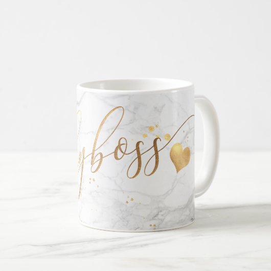Mug PixDezines LADYBOSS Marble+Faux Or/Script (Devant droit)