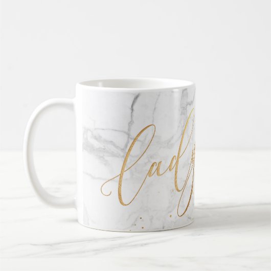 Mug PixDezines LADYBOSS Marble+Faux Or/Script (Gauche)