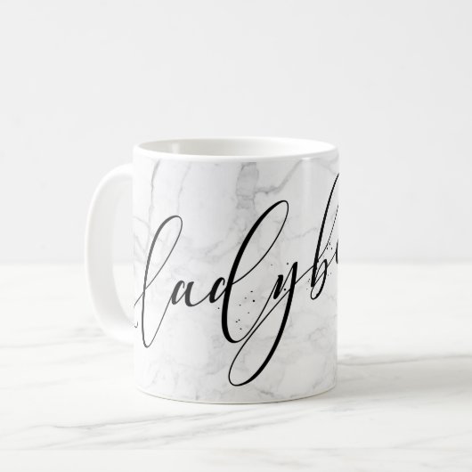 Mug PixDezines LADYBOSS Marbre+Script moderne (Devant gauche)