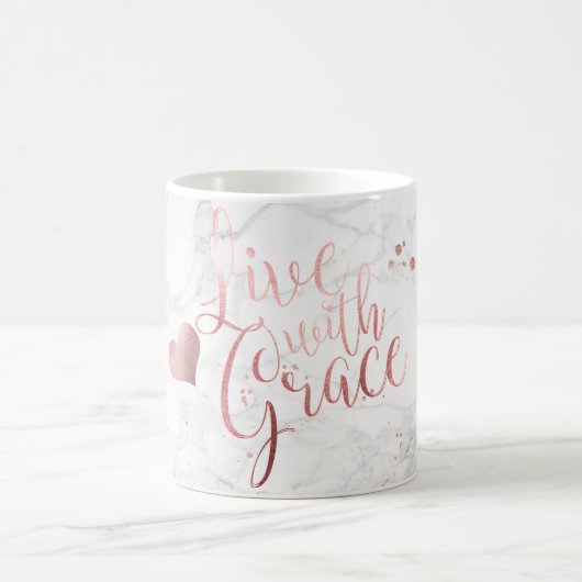 Mug PixDezines LIVE AVEC GRACE/Marble+Faux Rose Gold (Centre)