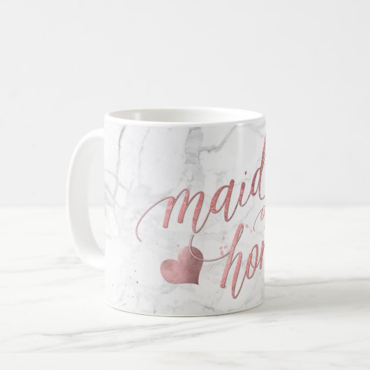 Mug PixDezines Maid of Honor/Faux Rose Gold/Fun Script (Devant gauche)