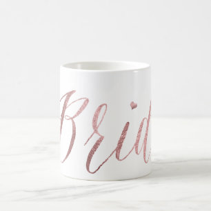 Mug PixDezines Mariée/Faux Rose Doré/Écriture Moderne