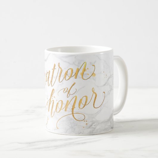 Mug PixDezines Matron of Honor/Marble+Faux Gold/Script (Devant droit)
