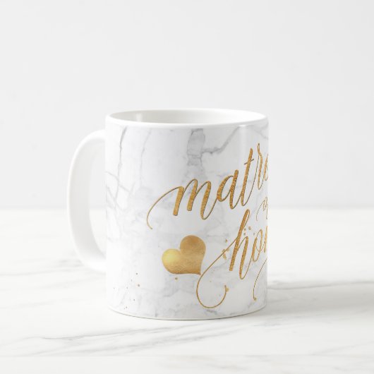 Mug PixDezines Matron of Honor/Marble+Faux Gold/Script (Devant gauche)