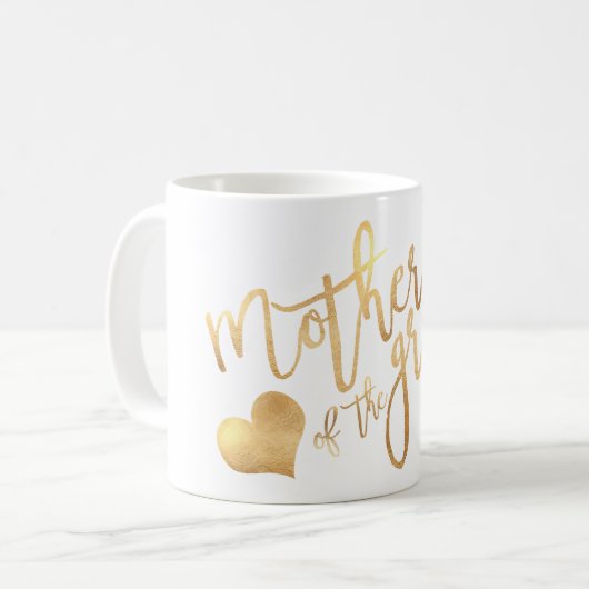 Mug PixDezines Mère de Groom/Faux Gold Script (Devant gauche)