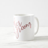 Mug PixDezines Mère de Groom/Faux Rose Gold Script (Devant droit)
