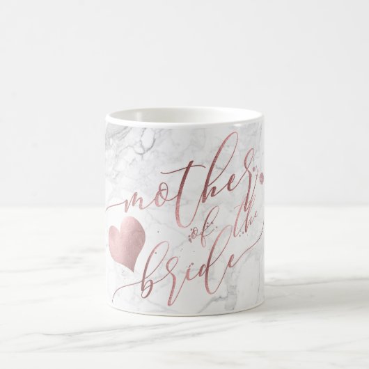 Mug PixDezines Mère de la mariée/Faux script doré rose (Centre)