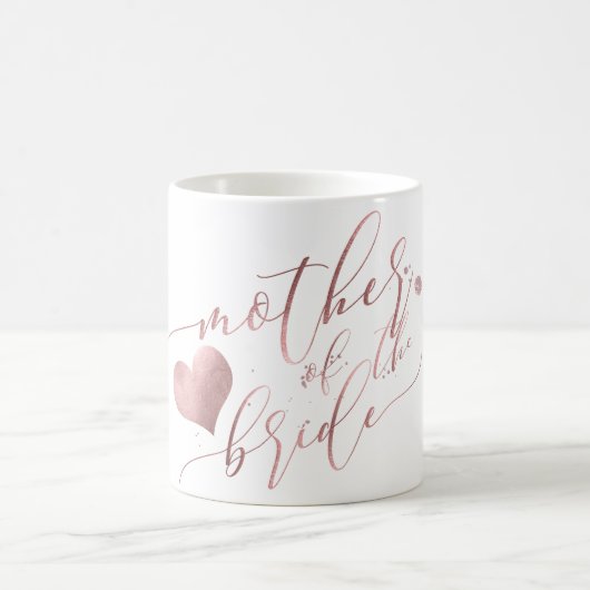 Mug PixDezines Mère de la mariée/Faux script doré rose (Centre)