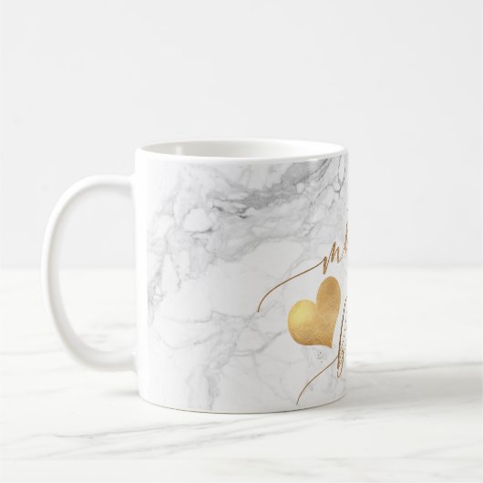 Mug PixDezines Mère de mariée/Marbre de script d'or Fa (Gauche)
