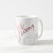 Mug PixDezines mère du marié/Faux or rose/Marbre (Devant droit)