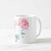 Mug PixDezines MONOGRAM WATERCOLOR JARDIN ROSE ROSE (Devant droit)