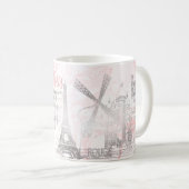 Mug PixDezines PARIS en FAUX SILVER+MARBRE ROSE (Devant droit)