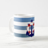 Mug PixDezines rayures nautiques/ancres (Devant gauche)
