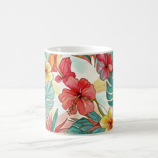 Mug PixDezines Rétro Hyper H2 Floral Feuillage Hawaï (Centre)