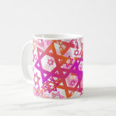 Mug PixDezines Star de David Motif, rose+orange (Devant gauche)