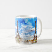 Mug PixDezines TOUR EIFFEL, PARIS en COULEUR D'EAU (Devant droit)