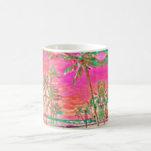 Mug PixDezines Vintage Hawaiian Beach/Turquoise+Orange