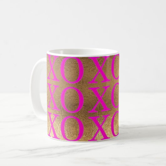 Mug PixDezines XOXO Rose chaud/Or Faux/do-it-yourself  (Devant gauche)
