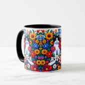 Mug Pixel Art Chat, chaton et fleurs (Devant gauche)
