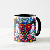 Mug Pixel Art Chat, chaton et fleurs (Devant droit)