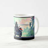Mug Pixel Art De Rider Et Moto (Devant droit)