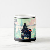 Mug Pixel Art De Rider Et Moto (Centre)