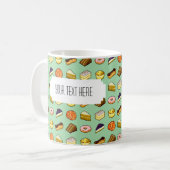 Mug Pixel Art délicieux gâteaux Motif avec Étiquette (Devant gauche)