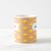 Mug Pixel Art rose et jaune Motif de gâteau Battenberg (Centre)