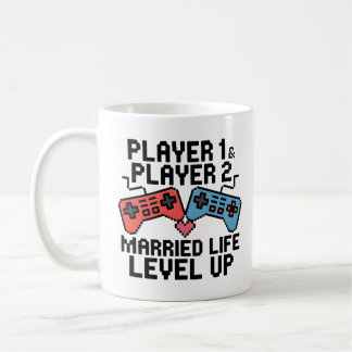 Mug Pixel Gaming Couple Level Up Design