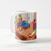 Mug Pixel isométrique Pixel Art Jeu PC Room (Devant gauche)