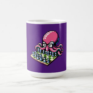 Mug Pixel Octopus Échecs Retro Stratégie Jeu Art
