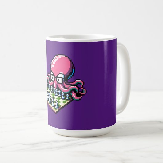 Mug Pixel Octopus Échecs Retro Stratégie Jeu Art (Devant droit)