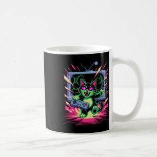 Mug Pixel Rage Cat Joueur Rétro Effet Glitch Dans Le S