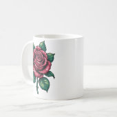 Mug Pixel Rose – Art Floral Rétro (Devant gauche)