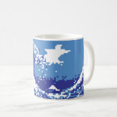 Mug Pixel Tsunami bleu 8 bits Pixel Art (Devant droit)