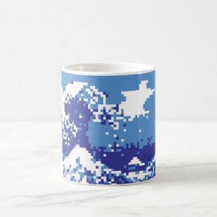 Mug Pixel Tsunami bleu 8 bits Pixel Art