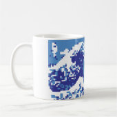Mug Pixel Tsunami bleu 8 bits Pixel Art (Gauche)