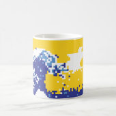 Mug Pixel Tsunami bleu 8 bits Pixel Art (Centre)