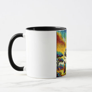 Mug pixelated image of a dragon trainer