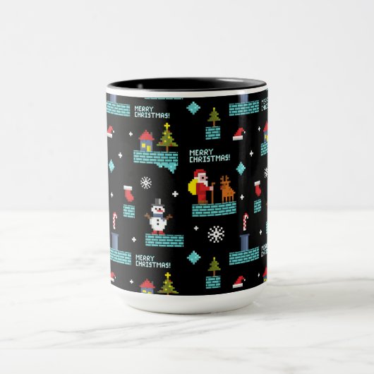 Mug Pixellit Joyeux Motif de Noël - Design rétro (Centre)