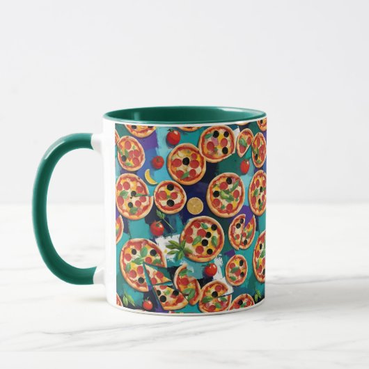 Mug Pizza Abstraite Pepperoni sur Arrière - plan coule (Gauche)
