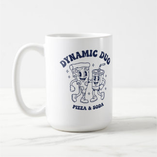 Mug Pizza et Soda Rétro Mascotte "Dynamic Duo" Vintage