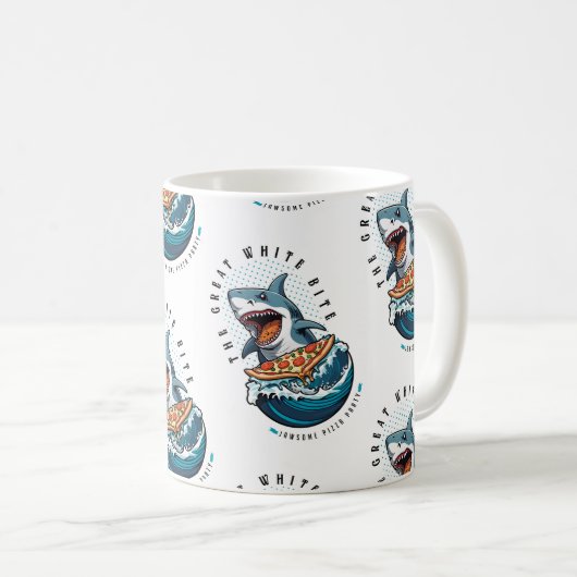 Mug Pizza pour manger des requins | Le Grand Bite Blan (Devant droit)