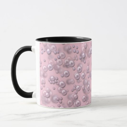 Mug Placers de perles blanches roses sur velours rose (Gauche)