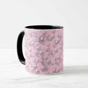 Mug Placers de perles blanches roses sur velours rose
