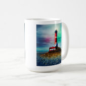 Mug Plage abandonnée phare illuminé délabré (Devant droit)