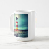 Mug Plage abandonnée phare illuminé délabré (Devant gauche)