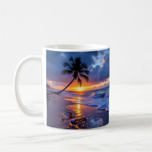 Mug Plage au coucher de soleil orageux Toile Drame d