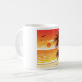 Mug Plage au coucher de soleil tropical au palmier île (Devant gauche)