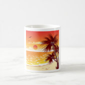 Mug Plage au coucher de soleil tropical au palmier île (Centre)